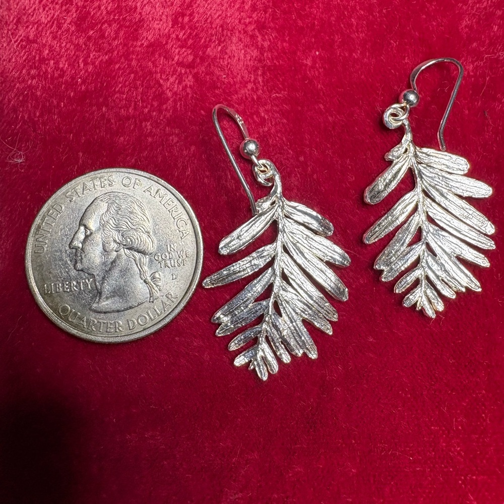 Earrings Chic 925 Solid Sterling Silver Leaf Drop… - image 5